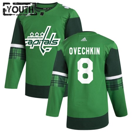 Washington Capitals Alexander Ovechkin 8 Adidas 2019-2020 St. Patrick's Day Authentic Shirt - Kinderen